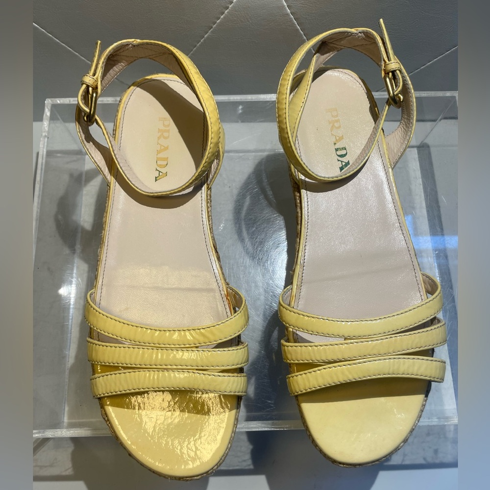 PRADA Half gladiator sandal cream patent leather sz 37 made in italy